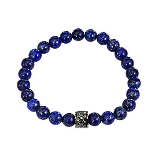 Blue Beaded Bracelet With Black Diamonds Rondel