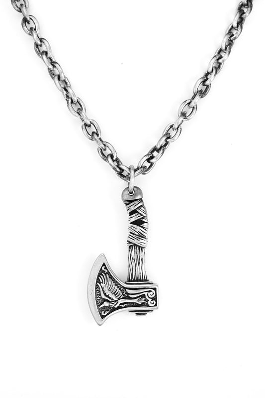 Axe Necklace In Oxidized Silver