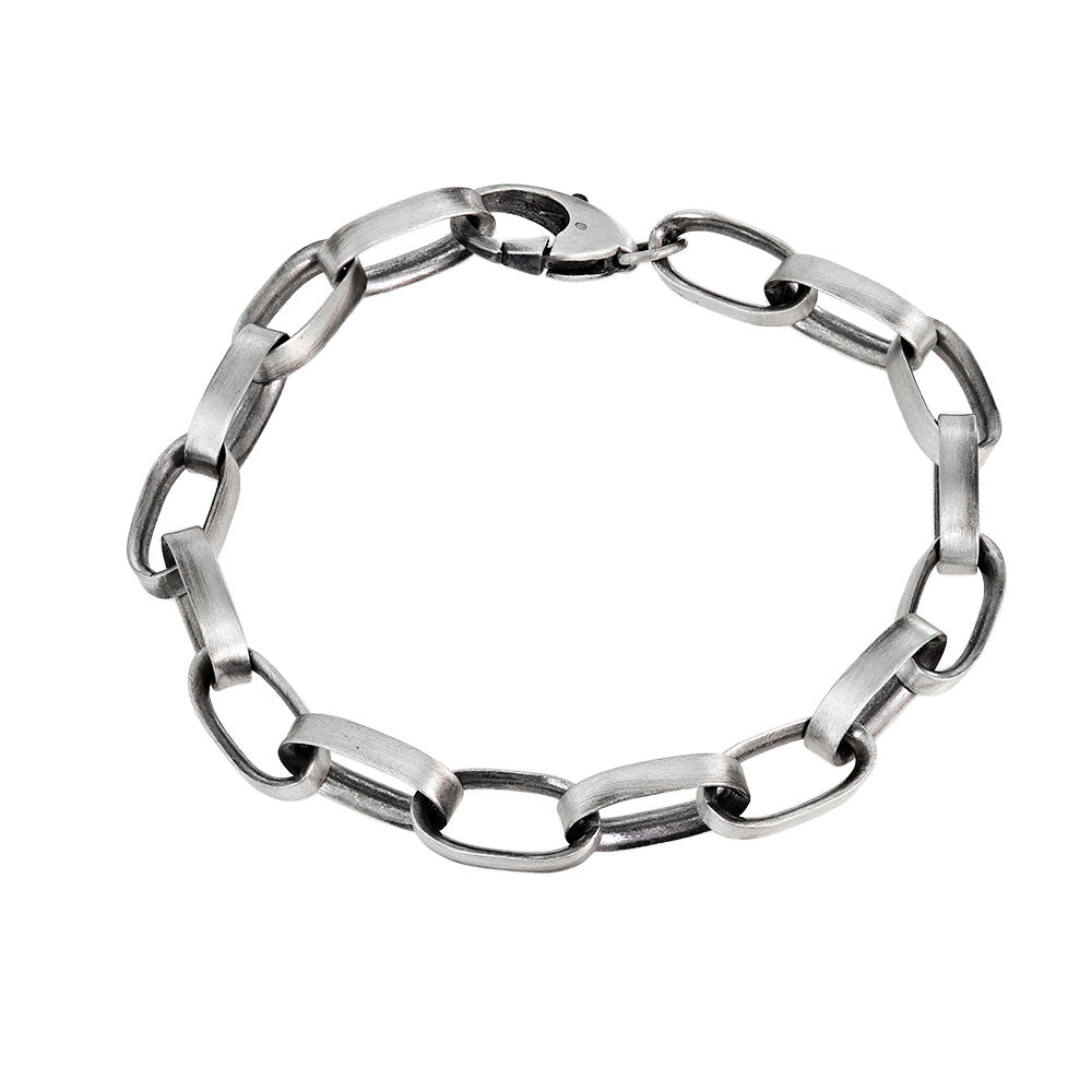 Oval Link Bracelet In Oxidized Sterling Silver