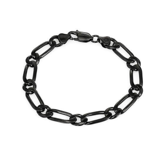 Black Silver Clip Chain Bracelet for Men