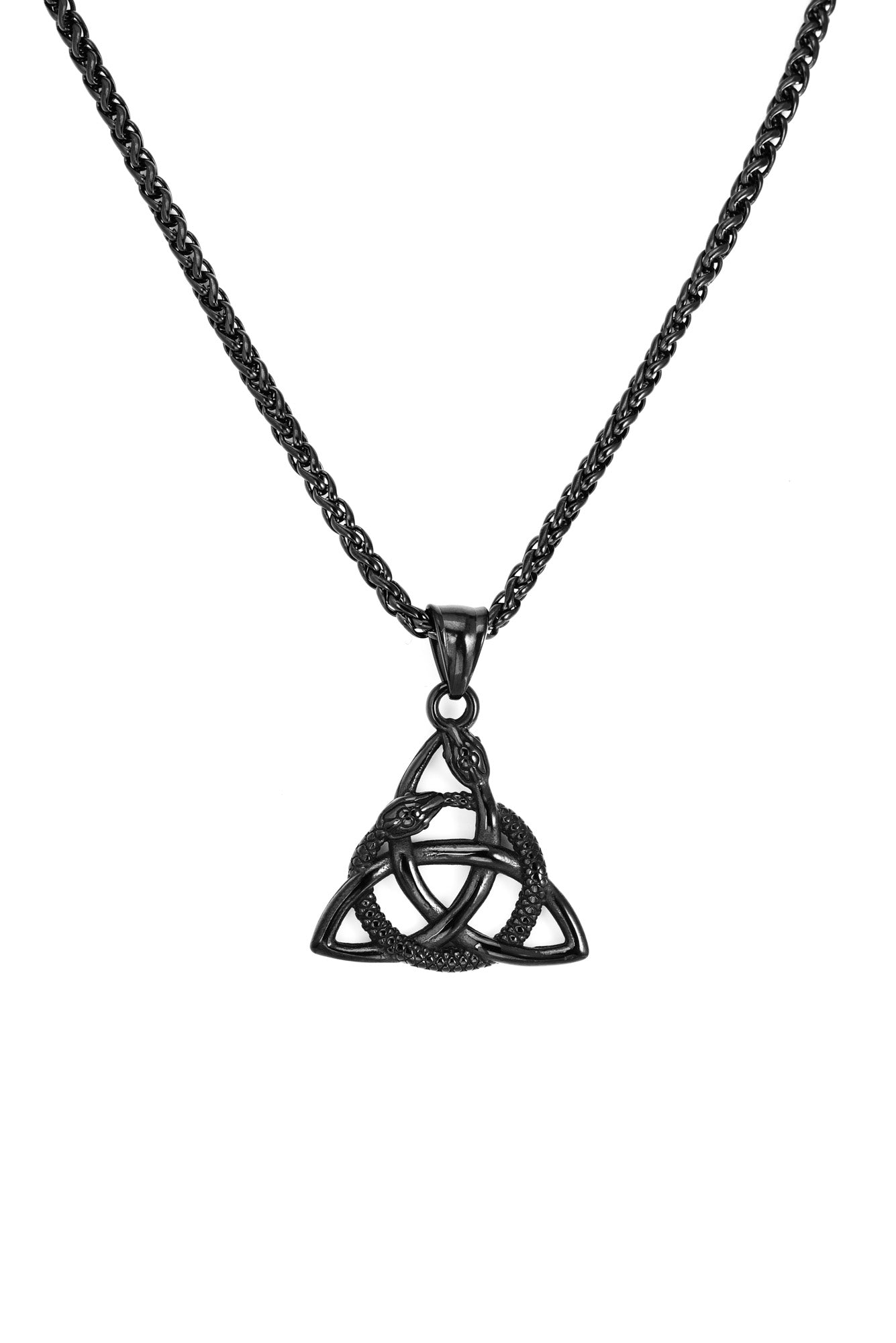 Trinity Knot Snake Necklace In Sterling Silver