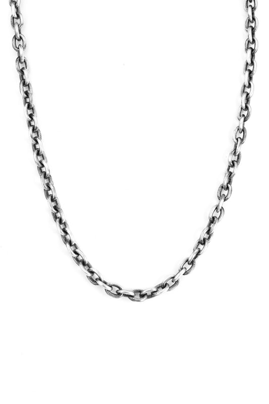 Small Oval Link Chains In Oxidized Silver